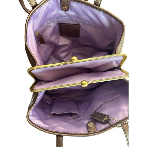 Coach 2011 Signature C Floral Applique Frame Kisslock Carryall Satchel Handbag - Picture 6 of 7